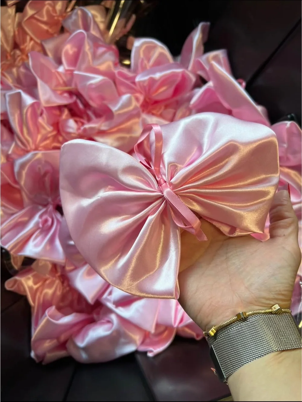 Personalized Pink Satin Bow Place Setting Accent